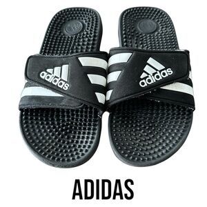 ADIDAS Slides | Adjustable Strap | Black & White | Women’s 4-6